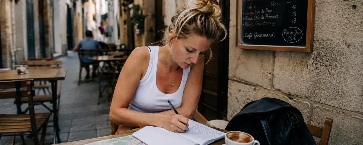 woman traveller doing itinerary