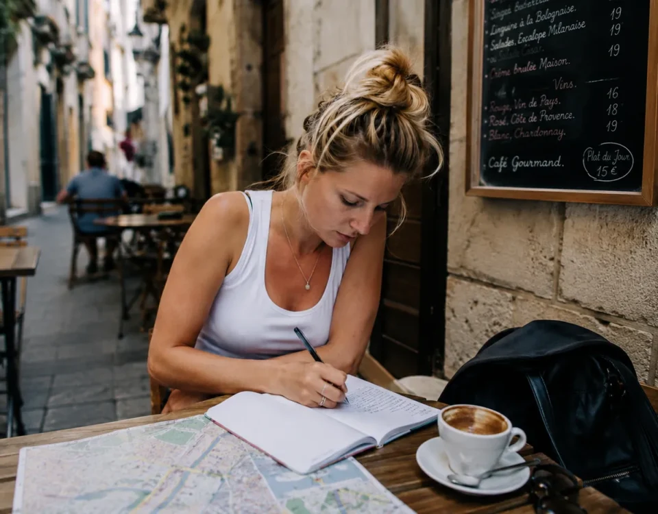 woman traveller doing itinerary