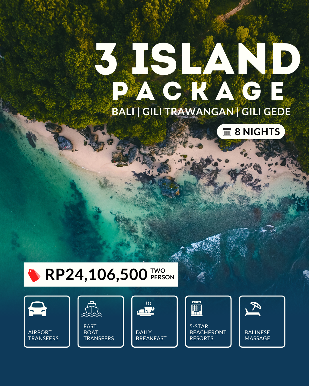 3-Island Package: Bali, Gili Gede & Gili Trawangan